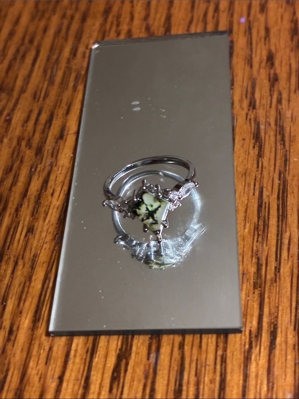 Sterling Silver Green Triangle Ring